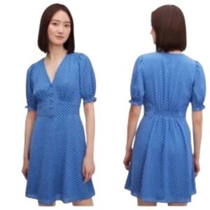 Kate Spade New York Tea Garden Dot Dress Fit & Flare Blue Polka Dot Size 10
